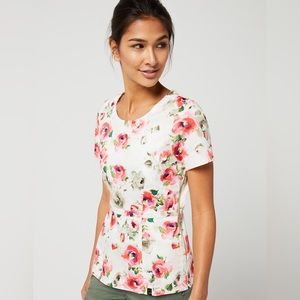 Jaanuu Peplum Scrub Top - New Bloom